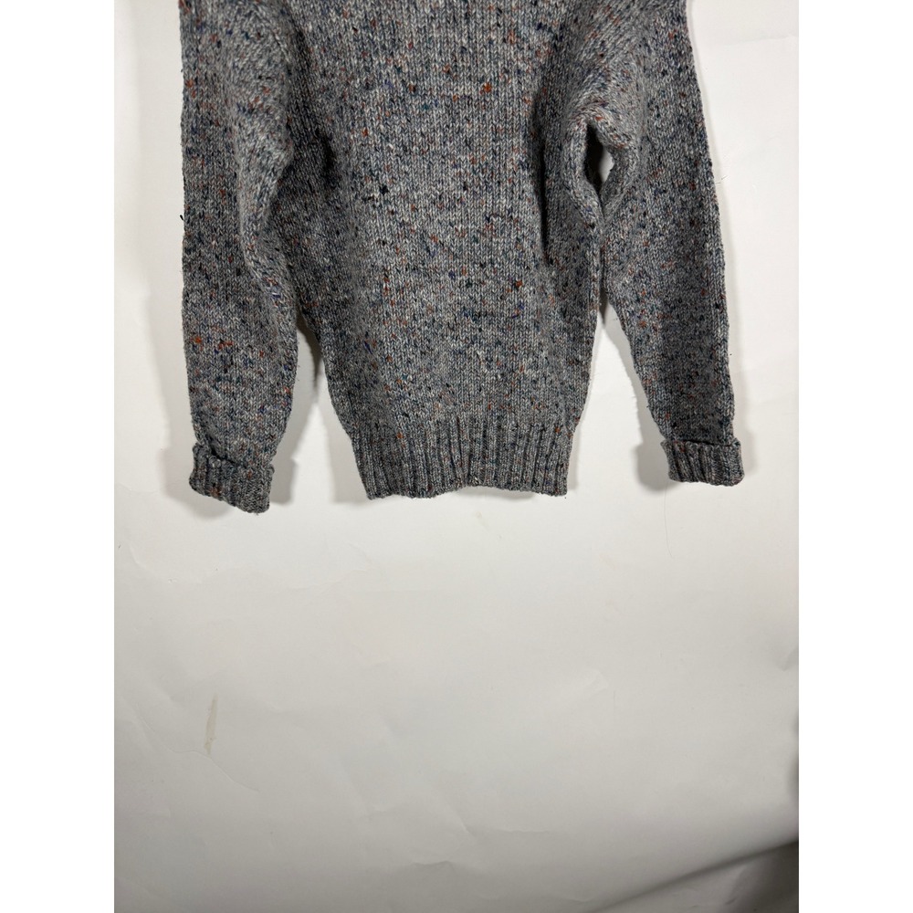 LL Bean Genuine Donegal Wool Turtleneck Sweater Grey Multi Ireland Vintage 38 - Picture 6 of 10